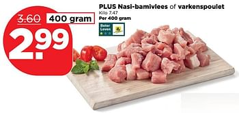 Aanbiedingen Plus nasi-bamivlees of varkenspoulet - Huismerk - Plus - Geldig van 08/10/2017 tot 14/10/2017 bij Plus