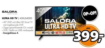 Aanbiedingen Salora jaar ultra hd tv 40xus4000 - Salora - Geldig van 08/10/2017 tot 15/10/2017 bij Expert