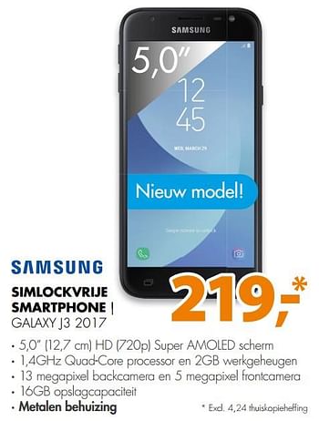 Aanbiedingen Samsung simlockvrije smartphone galaxy j3 2017 - Samsung - Geldig van 08/10/2017 tot 15/10/2017 bij Expert