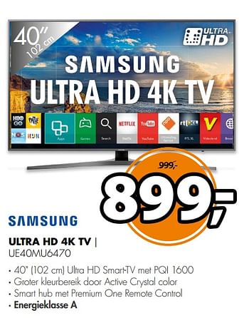 Aanbiedingen Samsung ultra hd 4k tv ue40mu6470 - Samsung - Geldig van 08/10/2017 tot 15/10/2017 bij Expert
