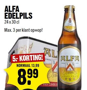 Aanbiedingen Alfa edelpils - Alfa - Geldig van 08/10/2017 tot 14/10/2017 bij Dirk III