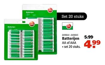 Aanbiedingen Batterijen aa of aaa - Huismerk - Marskramer - Geldig van 05/10/2017 tot 18/10/2017 bij Marskramer