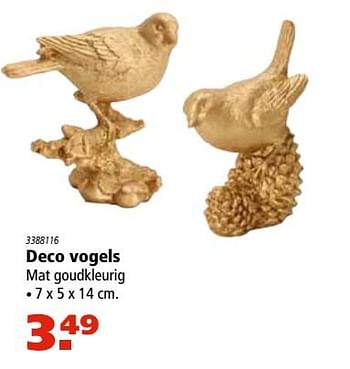 Aanbiedingen Deco vogels mat goudkleurig - Huismerk - Marskramer - Geldig van 05/10/2017 tot 18/10/2017 bij Marskramer