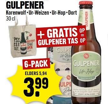 Aanbiedingen Gulpener korenwolf • ur-weizen • ur-hop • dort - Gulpener - Geldig van 08/10/2017 tot 14/10/2017 bij Dirk III
