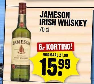 Aanbiedingen Jameson irish whiskey - Jameson - Geldig van 08/10/2017 tot 14/10/2017 bij Dirk III
