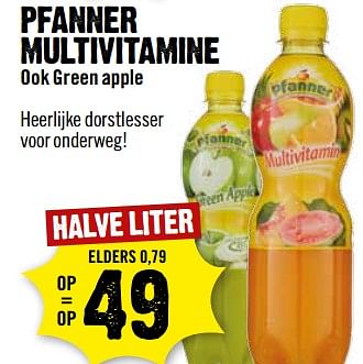 Aanbiedingen Pfanner multivitamine ook green apple - Pfanner - Geldig van 08/10/2017 tot 14/10/2017 bij Dirk III