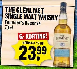 Aanbiedingen The glenlivet single malt whisky founder`s reserve - The glenlivet - Geldig van 08/10/2017 tot 14/10/2017 bij Dirk III