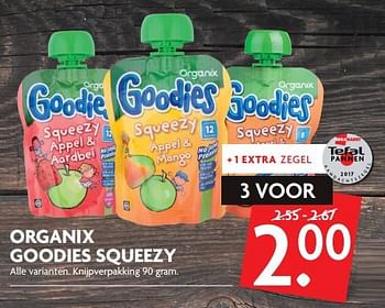 Aanbiedingen Organix goodies squeezy - Goodies - Geldig van 08/10/2017 tot 14/10/2017 bij Deka Markt