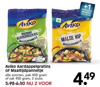 Aanbiedingen Aviko aardappelgratins of maaltijdpannetje - Aviko - Geldig van 08/10/2017 tot 14/10/2017 bij Em-té