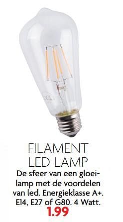 Aanbiedingen Filament led lamp - Huismerk - Deka Markt - Geldig van 08/10/2017 tot 14/10/2017 bij Deka Markt