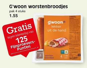 Aanbiedingen G`woon worstenbroodjes - Gâ€™woon - Geldig van 08/10/2017 tot 14/10/2017 bij Em-té