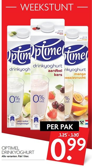 Aanbiedingen Optimel drinkyoghurt - Optimel - Geldig van 08/10/2017 tot 14/10/2017 bij Deka Markt