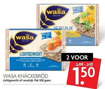 Aanbiedingen Wasa knäckebröd lichtgewicht of vezelrijk - Wasa - Geldig van 08/10/2017 tot 14/10/2017 bij Deka Markt