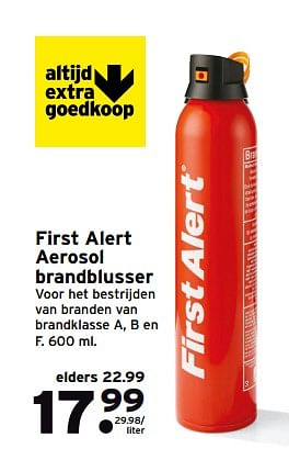Aanbiedingen First alert aerosol brandblusser - First Alert - Geldig van 09/10/2017 tot 15/10/2017 bij Gamma