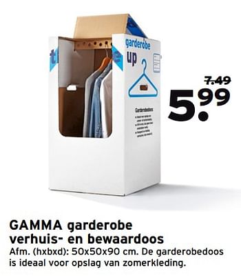 Aanbiedingen Gamma garderobe verhuis- en bewaardoos - Huismerk - Gamma - Geldig van 09/10/2017 tot 15/10/2017 bij Gamma
