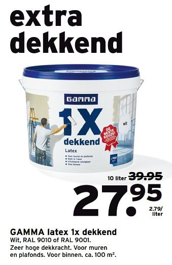 Aanbiedingen Gamma latex 1x dekkend - Huismerk - Gamma - Geldig van 09/10/2017 tot 15/10/2017 bij Gamma
