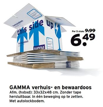 Aanbiedingen Gamma verhuis- en bewaardoos - Huismerk - Gamma - Geldig van 09/10/2017 tot 15/10/2017 bij Gamma
