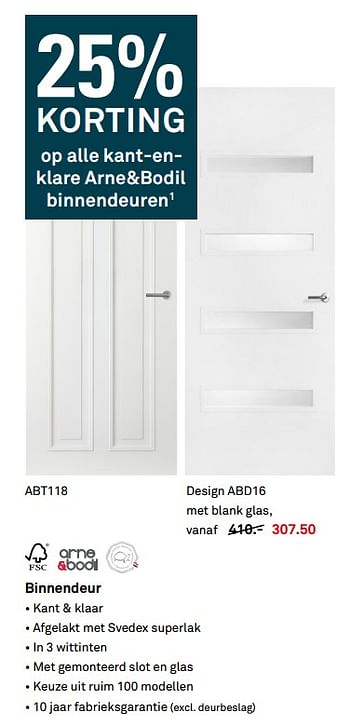 Aanbiedingen Binnendeur design abd16 met blank glas - Arne &amp; Bodil - Geldig van 09/10/2017 tot 15/10/2017 bij Karwei