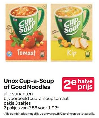 Aanbiedingen Cup-a-soup tomaat pakje - Unox - Geldig van 05/10/2017 tot 18/10/2017 bij Spar