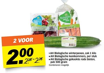 Aanbiedingen Ah biologische winterpenen - Huismerk - Albert Heijn - Geldig van 09/10/2017 tot 15/10/2017 bij Albert Heijn