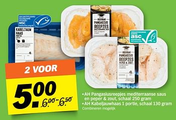 Aanbiedingen Ah pangasiusreepjes mediterraanse saus en peper + zout - Huismerk - Albert Heijn - Geldig van 09/10/2017 tot 15/10/2017 bij Albert Heijn