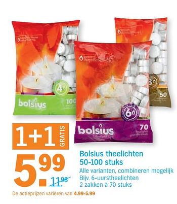 Aanbiedingen Bolsius theelichten - Bolsius - Geldig van 09/10/2017 tot 15/10/2017 bij Albert Heijn