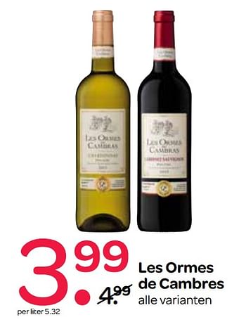 Aanbiedingen Les ormes de cambres - Rode wijnen - Geldig van 05/10/2017 tot 18/10/2017 bij Spar