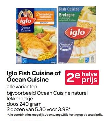Aanbiedingen Ocean cuisine naturel lekkerbekje - Iglo - Geldig van 05/10/2017 tot 18/10/2017 bij Spar