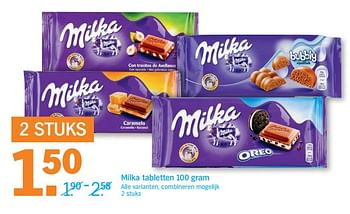 Aanbiedingen Milka tabletten - Milka - Geldig van 09/10/2017 tot 15/10/2017 bij Albert Heijn