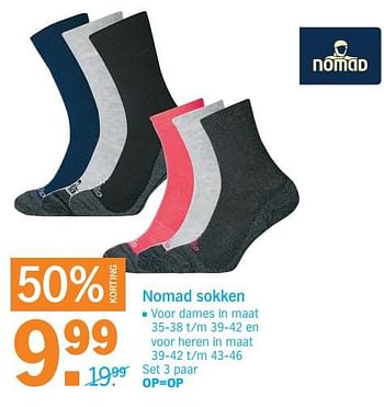 Aanbiedingen Nomad sokken - Nomad - Geldig van 09/10/2017 tot 15/10/2017 bij Albert Heijn