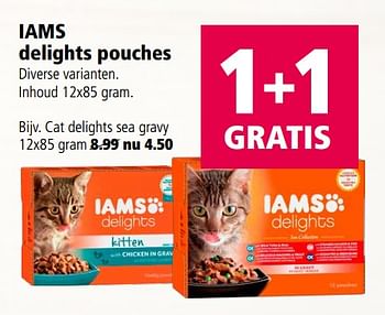 Aanbiedingen Cat delights sea gravy - IAMS - Geldig van 09/10/2017 tot 22/10/2017 bij Welkoop