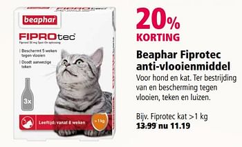 Aanbiedingen Fiprotec kat - Beaphar - Geldig van 09/10/2017 tot 22/10/2017 bij Welkoop
