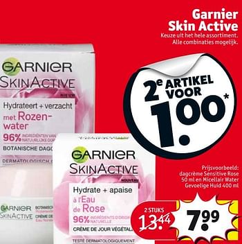 Aanbiedingen Dagcrème sensitive rose en micellair water gevoelige huid - Garnier - Geldig van 10/10/2017 tot 22/10/2017 bij Kruidvat
