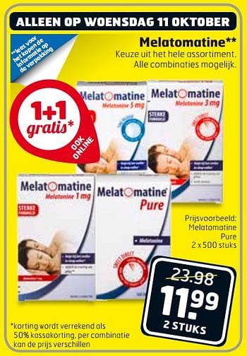 Aanbiedingen Melatomatine pure - Melatomatine - Geldig van 10/10/2017 tot 15/10/2017 bij Trekpleister