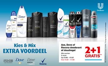 Aanbiedingen Axe, dove of rexona deodorant of douchegel - Huismerk - Hoogvliet - Geldig van 11/10/2017 tot 17/10/2017 bij Hoogvliet