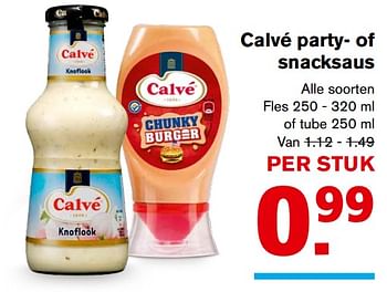 Aanbiedingen Calvé party- of snacksaus - Calve - Geldig van 11/10/2017 tot 17/10/2017 bij Hoogvliet