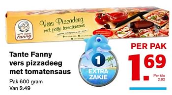 Aanbiedingen Tante fanny vers pizzadeeg met tomatensaus - Tante Fanny - Geldig van 11/10/2017 tot 17/10/2017 bij Hoogvliet