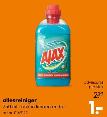 Aanbiedingen Allesreiniger - Ajax - Geldig van 07/10/2017 tot 18/10/2017 bij Blokker