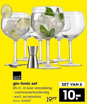 Aanbiedingen Gin-tonic set - Royal Leerdam - Geldig van 07/10/2017 tot 18/10/2017 bij Blokker