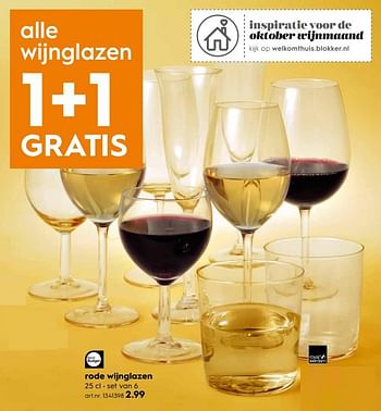 Aanbiedingen Rode wijnglazen - Best budget - Geldig van 07/10/2017 tot 18/10/2017 bij Blokker