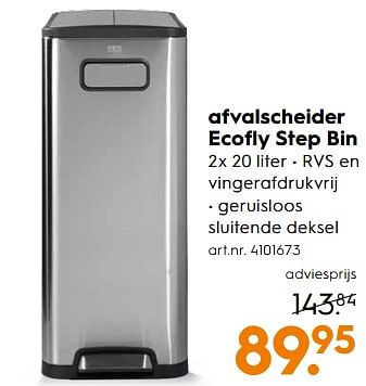 Aanbiedingen Afvalscheider ecofly step bin - Huismerk - Blokker - Geldig van 07/10/2017 tot 18/10/2017 bij Blokker