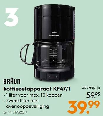 Aanbiedingen Braun koffiezetapparaat kf47-1 - Braun - Geldig van 07/10/2017 tot 18/10/2017 bij Blokker
