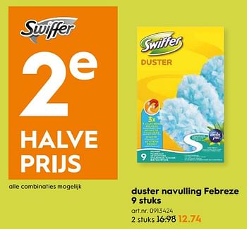 Aanbiedingen Duster navulling febreze - Swiffer - Geldig van 07/10/2017 tot 18/10/2017 bij Blokker