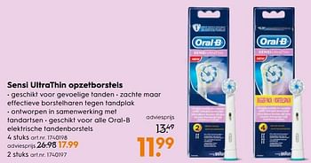Aanbiedingen Oral-b sensi ultrathin opzetborstels - Oral-B - Geldig van 07/10/2017 tot 18/10/2017 bij Blokker