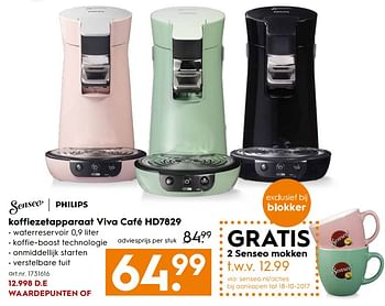 Aanbiedingen Philips koffiezetapparaat viva café hd7829 - Philips - Geldig van 07/10/2017 tot 18/10/2017 bij Blokker
