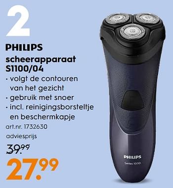 Aanbiedingen Philips scheerapparaat s1100-04 - Philips - Geldig van 07/10/2017 tot 18/10/2017 bij Blokker