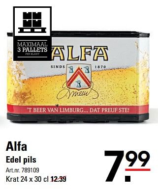 Aanbiedingen Alfa edel pils - Alfa - Geldig van 05/10/2017 tot 23/10/2017 bij Sligro