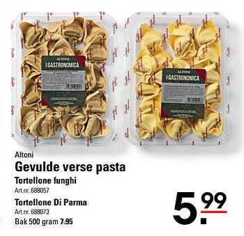 Aanbiedingen Altoni gevulde verse pasta tortellone funghi - Altoni - Geldig van 05/10/2017 tot 23/10/2017 bij Sligro