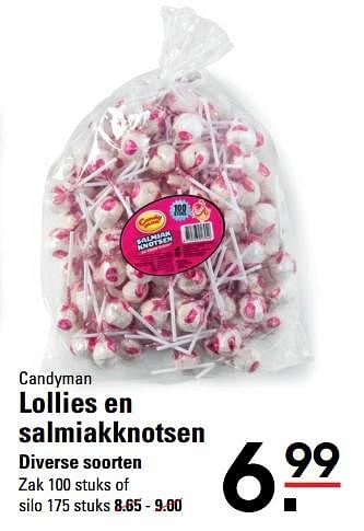 Aanbiedingen Candyman lollies en salmiakknotsen - Candy Man - Geldig van 05/10/2017 tot 23/10/2017 bij Sligro