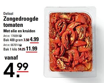 Aanbiedingen Delisol zongedroogde tomaten met olie en kruiden - Delisol - Geldig van 05/10/2017 tot 23/10/2017 bij Sligro